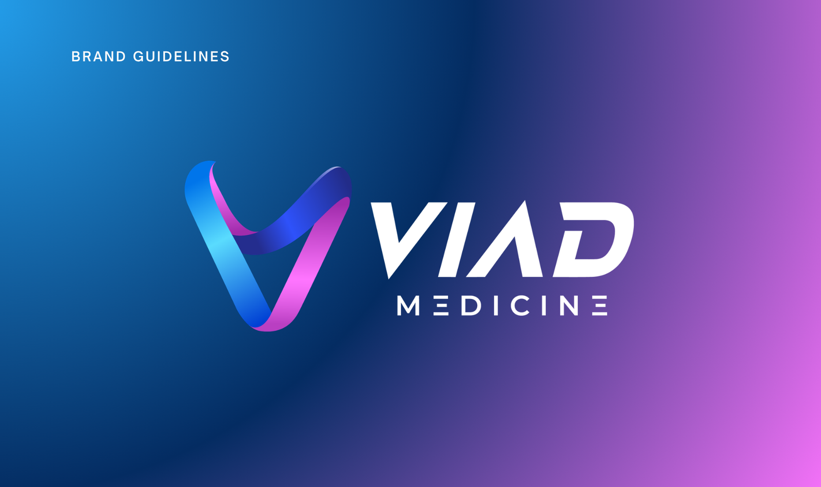 ViAD Medicine brand guidelines title image showing the logo and colour gradient